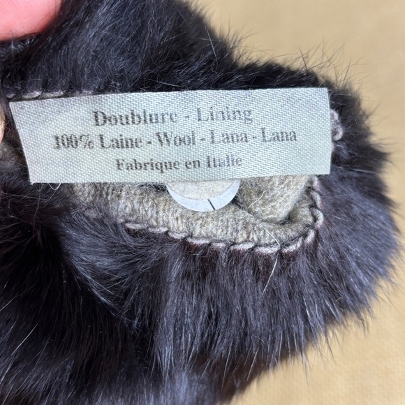 VTG Isotoner Women Leather Gloves Wool Lining Sz 7 Brown Fur trim  Supple NWOT - Picture 6 of 6